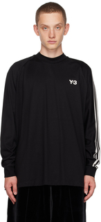 Черная футболка с длинным рукавом в 3 полоски Y-3