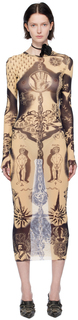 Бежевое платье-миди Heraldique Jean Paul Gaultier