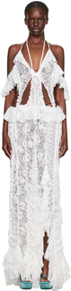 Белое платье-макси со сборками Ester Manas