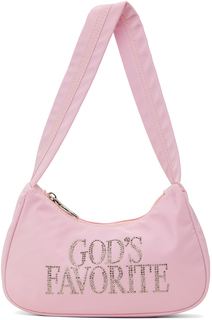 Розовая сумка Gods Favorite со стразами Praying