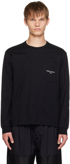 Черная футболка с длинным рукавом с принтом Comme des Garçons