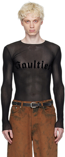 Черная футболка с длинным рукавом с флоковым принтом Jean Paul Gaultier
