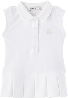 Детское белое платье с нашивками Белое Moncler Enfant