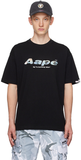 Черная футболка с принтом AAPE by A Bathing Ape
