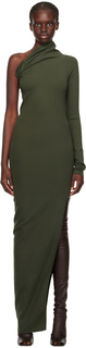 Зеленое платье макси с зигги Sivaan Rick Owens Lilies