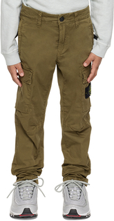 Детские брюки-карго цвета хаки с нашивками Stone Island Junior