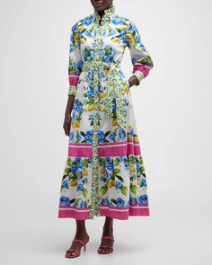 Хлопковое платье-рубашка Demi с цветочным принтом и поясом макси Borgo de Nor