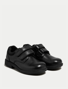 Детские кожаные школьные туфли с риптейпом (8 маленьких — 1 большой) Marks &amp; Spencer, черный