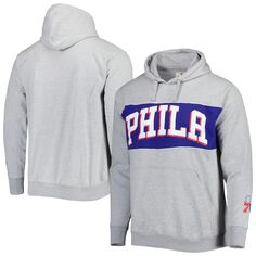 Мужской пуловер с капюшоном из фуфайки с логотипом Heather Grey Philadelphia 76ers Wordmark French Terry Fanatics