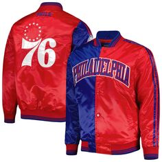 Мужская королевская/красная атласная куртка Philadelphia 76ers с застежкой на пуговицы Starter