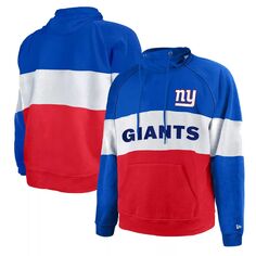 Мужской королевский/красный флисовый пуловер с капюшоном New York Giants Big &amp; Tall Current Team с цветными блоками и регланами New Era