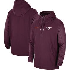 Мужская темно-бордовая куртка Virginia Tech Hokies 2023 Coach с капюшоном и молнией до половины Nike