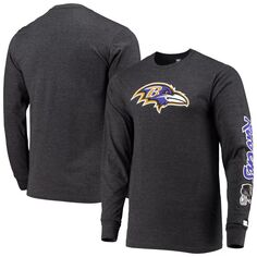 Мужская темно-серая футболка с длинным рукавом Baltimore Ravens Half-Time Starter