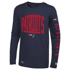 Мужская темно-синяя футболка New England Patriots с длинным рукавом для домашнего стадиона New Era
