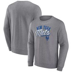 Мужской серый пуловер с логотипом New York Mets Simplicity Fanatics