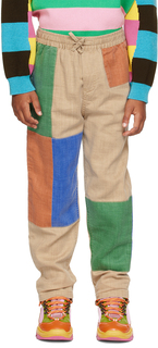 Детские коричневые лоскутные брюки Stella McCartney