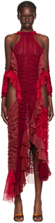 Красное платье-макси со сборками Ester Manas