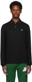 Черная футболка-поло с длинными рукавами Original Lacoste