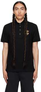 Черная футболка-поло с вышивкой Dolce &amp; Gabbana
