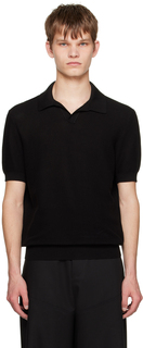 Черная футболка-поло с открытой планкой ZEGNA