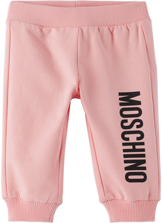 Детские розовые спортивные штаны с принтом Розовые Moschino