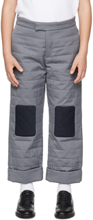 Детские серые брюки с лямками на спине Thom Browne