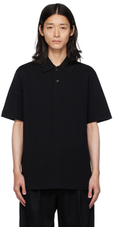 Черная футболка-поло с вышивкой Lanvin