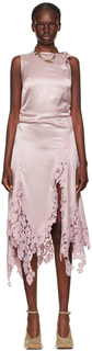 Розовое платье-миди с узлом Лиловый Acne Studios