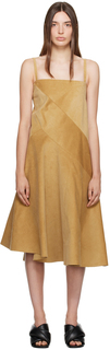 Светло-коричневое платье-миди с изгибами JW Anderson