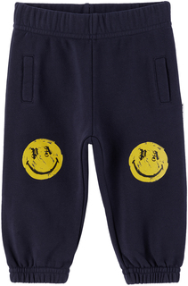 Детские спортивные штаны Navy Smiley Темно-синий/Лимонно-желтый Palm Angels