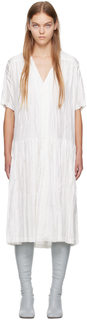 Белое плиссированное платье миди MM6 Maison Margiela