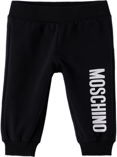 Детские черные спортивные штаны с принтом Черные Moschino
