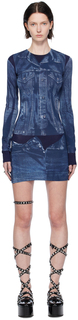 Темно-синее мини-платье Trompe Loeil Jean Paul Gaultier