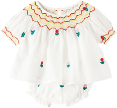 Комплект из топа и шароваров Baby White с цветочной вышивкой Stella McCartney