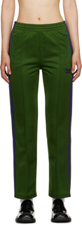 Зеленые спортивные брюки в полоску NEEDLES