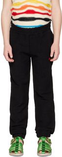 MSGM Kids Детские черные брюки для отдыха с вышивкой
