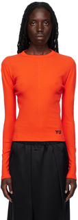 Оранжевая приталенная футболка с длинным рукавом Y-3