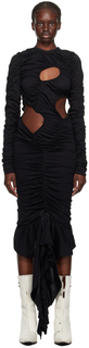 Черное асимметричное платье-миди Marques Almeida