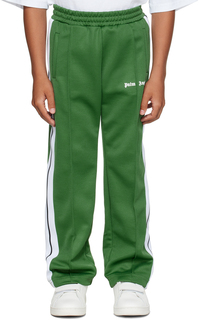 Palm Angels Kids Зеленые спортивные брюки в полоску