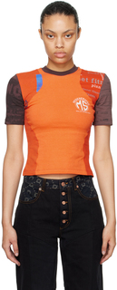 Оранжевая футболка с принтом Marine Serre