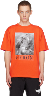 Оранжевая футболка с цаплей Heron Preston