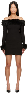 Черное мини-платье с открытыми плечами Heron Preston