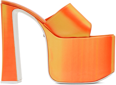 Оранжевые босоножки на каблуке с голографическим рисунком GCDS