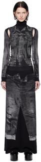 Черное платье макси Trompe Loeil Jean Paul Gaultier