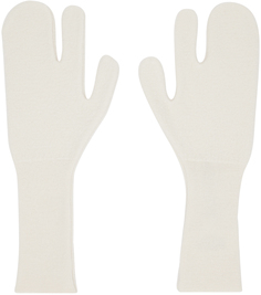 MM6 Maison Margiela Off-White валяные вязаные перчатки