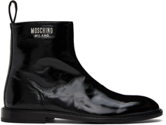 Черные жатые ботинки Moschino