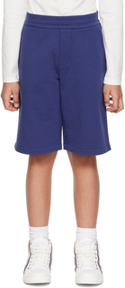 Moncler Enfant Kids Темно-синие шорты с нашивками