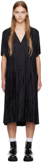 Черное платье-миди со складками MM6 Maison Margiela