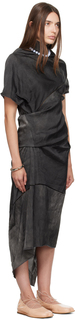 Черное кружевное платье-миди в стиле пико Kiko Kostadinov