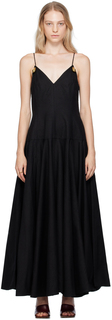 Черное платье макси с металлическими каплями Bottega Veneta